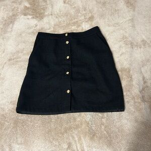 LOFT Black Mini Skirt with Gold Buttons